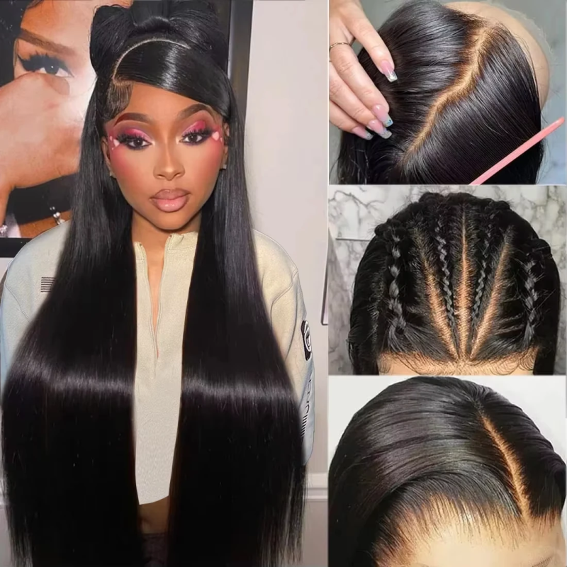 250% Density HD Transparent Lace Front Wig Brazilian Straight Lace Front Wig Pre Plcuked Lace Front Humen Hair Wig For women