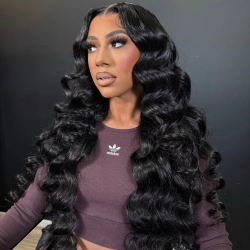 Loose Deep Wave 15A Super Double Drawn 13x6 Real HD Lace Front Wig Human Hair Wig HD Lace Wig Glueless Wigs Wear To Go For Women