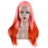 Cross-border European and American Women's Wig Pink Orange Gradient Color Lace Cap Real Human Hair13x4 lace wig