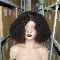 12A double drawn human hair afro kinky curly T part lace wig