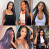 13x6 Bone Straight HD Transparent Lace Frontal Wig 13x4 200% Density Lace Front Brazilian Pre Plucked Human Hair Remy Wig 38Inch