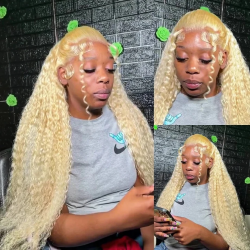38 Inch Wigs Human Hair Blonde Lace Front Deep Wave 613 Blonde 13x6 hd lace 100% Human Hair Pre Plucked With Natural Hairline