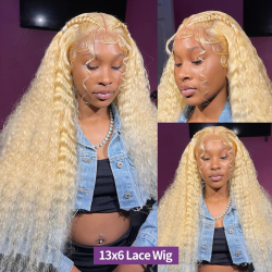 38 Inch Wigs Human Hair Blonde Lace Front Deep Wave 613 Blonde 13x6 hd lace 100% Human Hair Pre Plucked With Natural Hairline