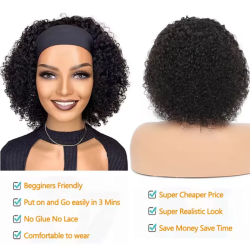 Short Headband Bob Wigs 100% Human Hair Malaysian Kinky Curly 250% Full Wigs Full Machine Headband Wigs For Women Curly Hair Wig