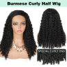 Burmese Curly 3 IN 1 Half Wigs Human Hair Wig Glueless Wig Ready to Wear Half Wig Drawstring Clip Burmese Curly Hair Half Wig