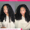 Burmese Curly 3 IN 1 Half Wigs Human Hair Wig Glueless Wig Ready to Wear Half Wig Drawstring Clip Burmese Curly Hair Half Wig