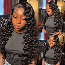 FRIZIRA 36 40 Inch 250%High Density Loose Deep Wave 13x6 Lace Front Human Hair Wig Brazilian Curly HD Lace Frontal Wig For Women