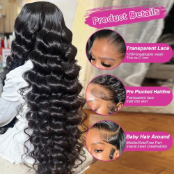 FRIZIRA 36 40 Inch 250%High Density Loose Deep Wave 13x6 Lace Front Human Hair Wig Brazilian Curly HD Lace Frontal Wig For Women