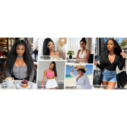 250% Density Kinky Straight Invisi Drawstring Flexible Fit 360 Full Lace Wig Human Hair V U Part Kinky Straight Wig Human Hair