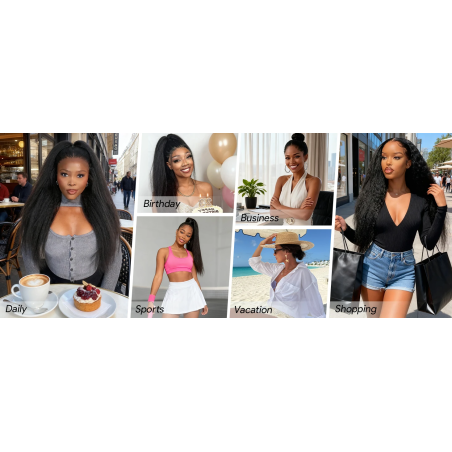 250% Density Kinky Straight Invisi Drawstring Flexible Fit 360 Full Lace Wig Human Hair V U Part Kinky Straight Wig Human Hair