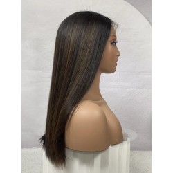 HD Lace Frontal Human Hair Wig 100% Virgin Human Hair Natural Black Color with Highlights Long Hair Full Density Wig