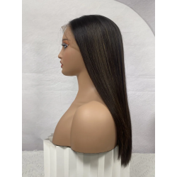 HD Lace Frontal Human Hair Wig 100% Virgin Human Hair Natural Black Color with Highlights Long Hair Full Density Wig