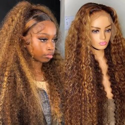 40 Inch Curly Highlight Wig Human Hair 4x4 5x5 Honey Blonde Lace Front Wig 100% Deep Wave 13x6 Hd Lace Frontal WigS For Women