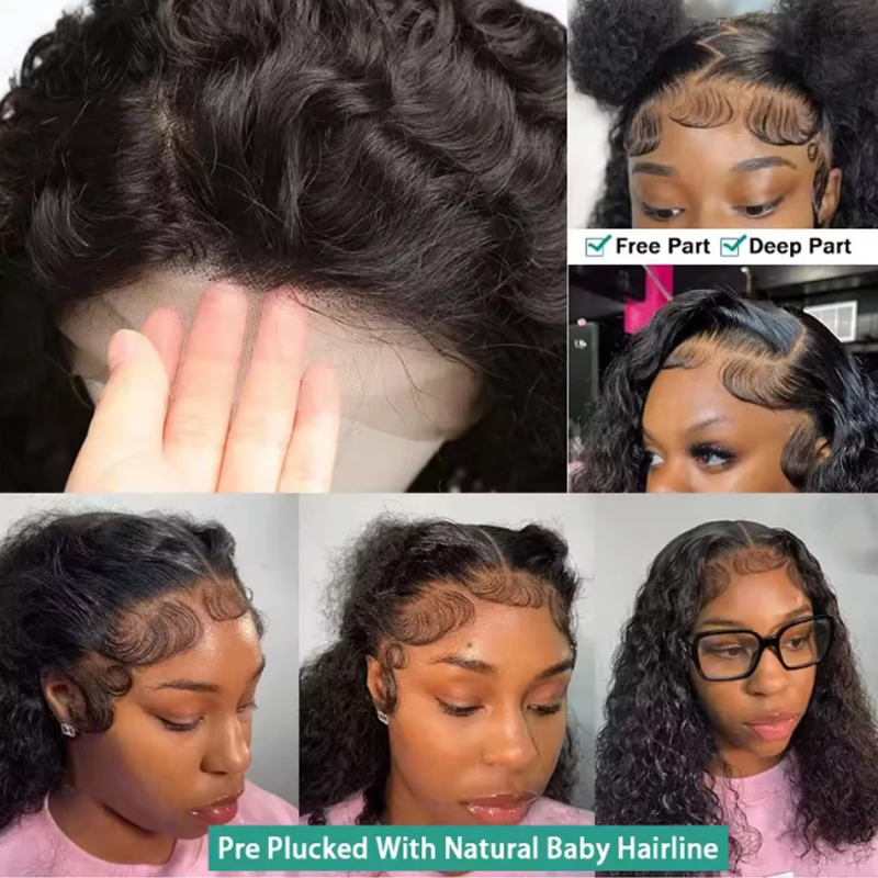 Kinky Curly Bob HD 13X6 Lace Frontal 250 High Density Full Virgin Human Raw Hair Wig Glueless Water Curly For Women Wet And Wavy