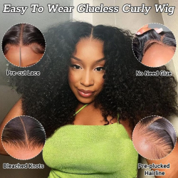 Kinky Curly Bob HD 13X6 Lace Frontal 250 High Density Full Virgin Human Raw Hair Wig Glueless Water Curly For Women Wet And Wavy