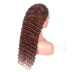 Medium Brown Human Hair Wig Silk Base Deep Wave Brazilian Remy HD Transparent Full Lace Wig Silk Top Bleached Knots for Women