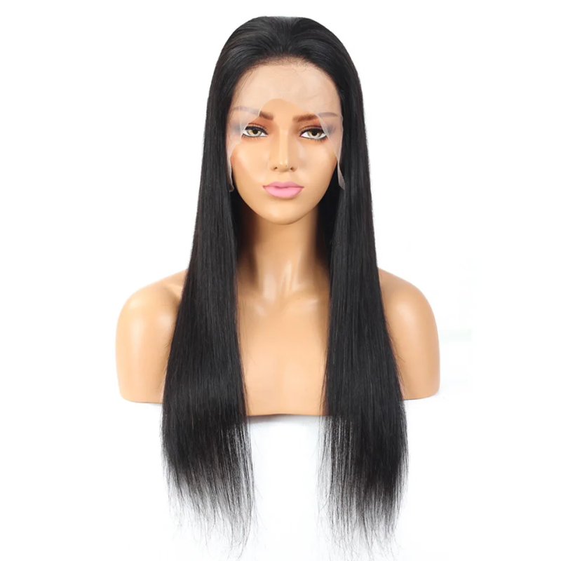 26" Long Silky Straight Silk Base Full Lace Wig Natural Black Glueless Transparent Lace Human Hair Wigs Bleached Knot For Women
