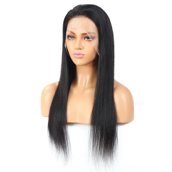 26" Long Silky Straight Silk Base Full Lace Wig Natural Black Glueless Transparent Lace Human Hair Wigs Bleached Knot For Women