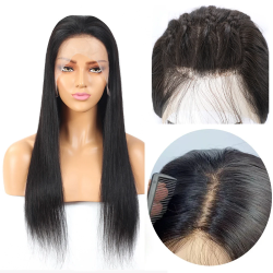26" Long Silky Straight Silk Base Full Lace Wig Natural Black Glueless Transparent Lace Human Hair Wigs Bleached Knot For Women