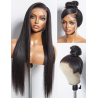 26" Long Silky Straight Silk Base Full Lace Wig Natural Black Glueless Transparent Lace Human Hair Wigs Bleached Knot For Women