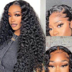 13x6 Real HD Lace Front Wigs 15A Super Double Drawn Water Wave Glueless Wigs Brazilian Human Hair Wigs Pre Plucked For Women