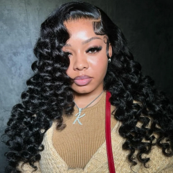 Loose Wave Curly 100% Human Hair Wigs 15A Super Double Drawn 13x6 Real HD Lace Frontal Glueless Wigs Natural Hairlines For Women