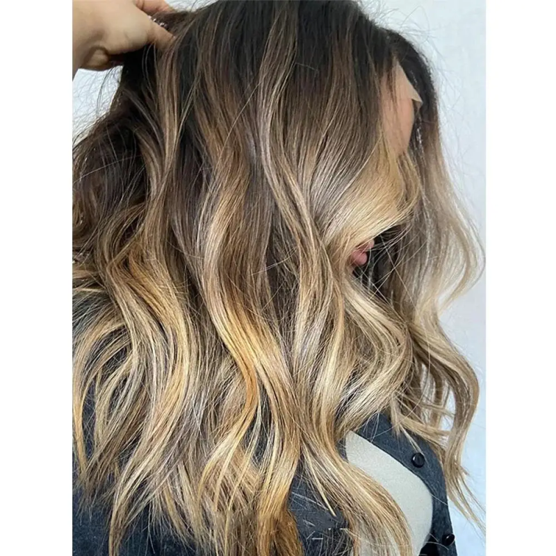 Glueless 28“ Highlight Brown Wave 5x5 Silk Base Jewish Human Hair Wig Baby Hair HD Lace European Hair Preplucked Daily