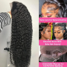 Deep Wave Human Hair Wigs 13X6 Hd Lace Frontal Wig Curly 360 Full Lace Wig Brazilian Hair 100% Natural Black 230 Density 40 Inch