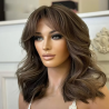 Natural Brown Body Wave 180Density 5x5 Silk Base Jewish Human Hair Wig BabyHair HD Lace European Hair Glueless Preplucked Daily