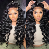 15A Super Double Drawn Loose Wave Curly Hair 13x6 Real HD Lace Frontal Wig Natural Black Brazilian Human Hair Wigs Glueless Wig