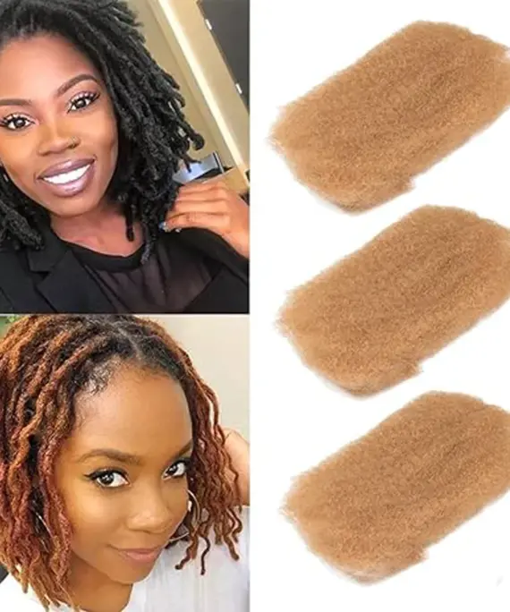 Afro Kinky Bulk 100% Human Hair Honey Blonde 30g Tight Curly Bulk Bundles Hair for Making/Repair Locs, Braiding Hair Extensions