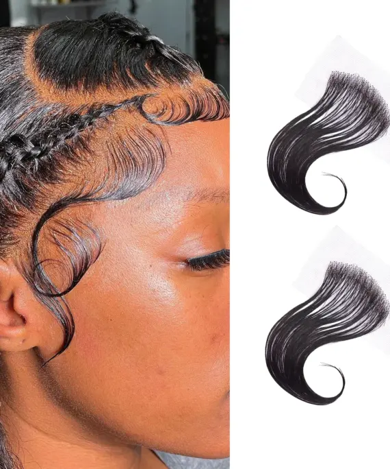 HD Lace Baby Hair Edge Stripes Human Hair Brazilian Invisible Natural Hairline for Black Women Reusable Hair Extensions 2pcs