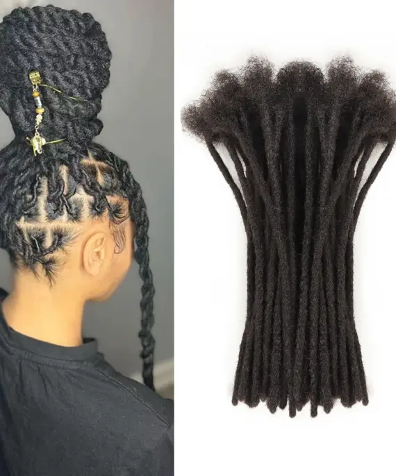 ORT 0.4cm Loc Extension Human Hair 8 inch 10 Strands Full Handmade 100% Human Hair Dreadlock Extensions for Men Women