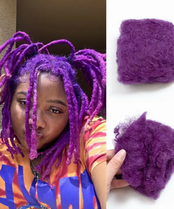 Purple Afro Kinky Bulk 100% Human Hair Extensions Reggae Dirty Braids Brazilian Natural Crochet Hair Dreadlocks 8 Inch 30g/Pc
