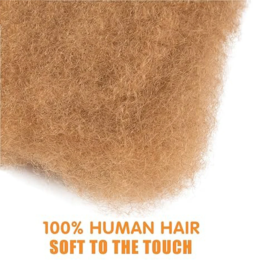 Afro Kinky Bulk 100% Human Hair Honey Blonde 30g Tight Curly Bulk Bundles Hair for Making/Repair Locs, Braiding Hair Extensions - Image 2
